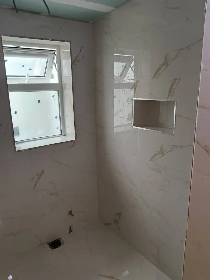 After: Marble-effect bathroom walls