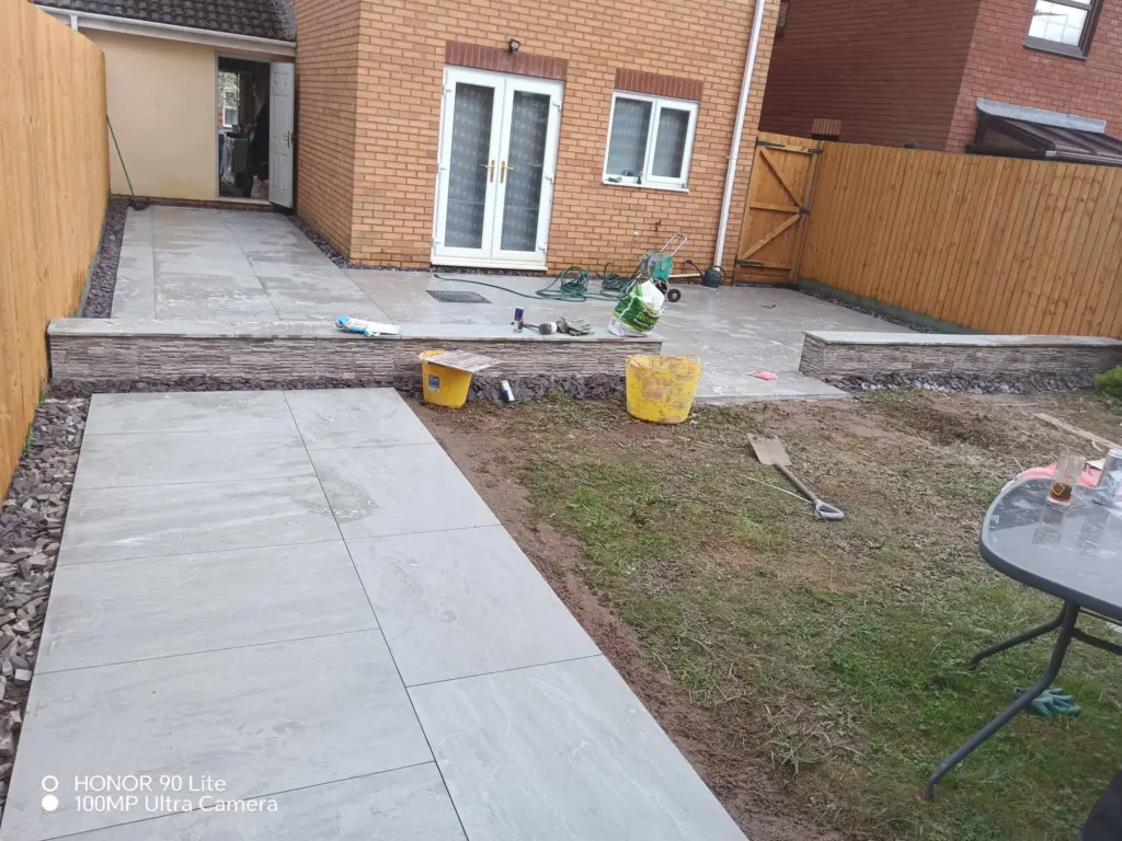 New porcelain patio and garden path