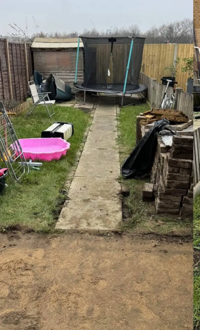 Before: Porcelain garden path