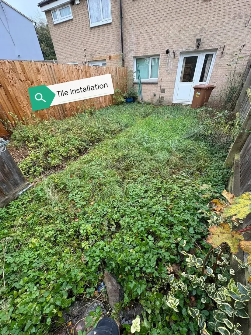 Before: Garden path and lawn makeover
