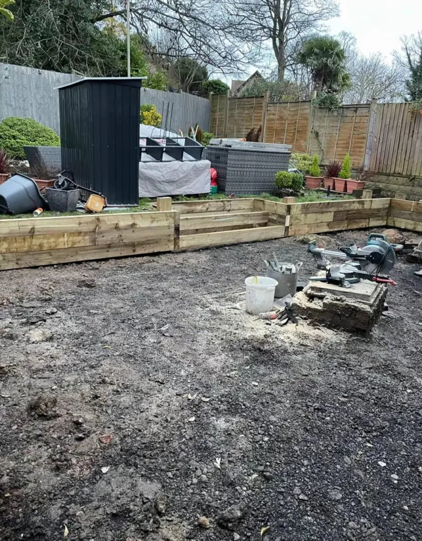 Before: Patio with sleeper steps